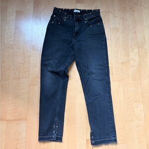 Sandro Jeans Mid Rise Skinny Raw Hem Grommet Mixed Metal Details
